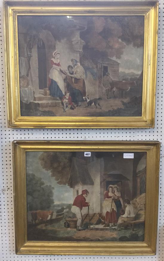 Pair of prints in the manner of George Moreland